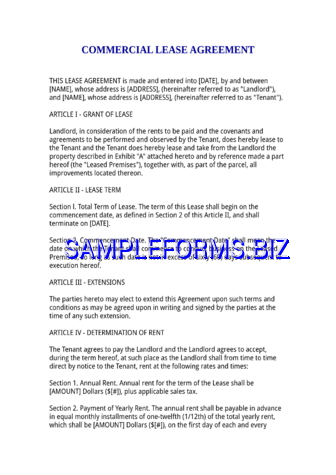 Florida Commercial Lease doc pdf free